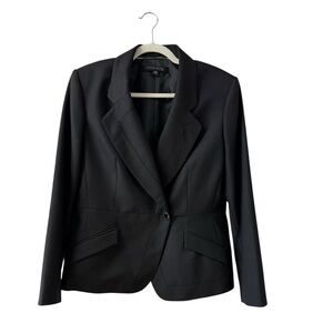 NEW Anne Klein Suiting Wool Blend Jacket Blazer Size 12P Black Career Office